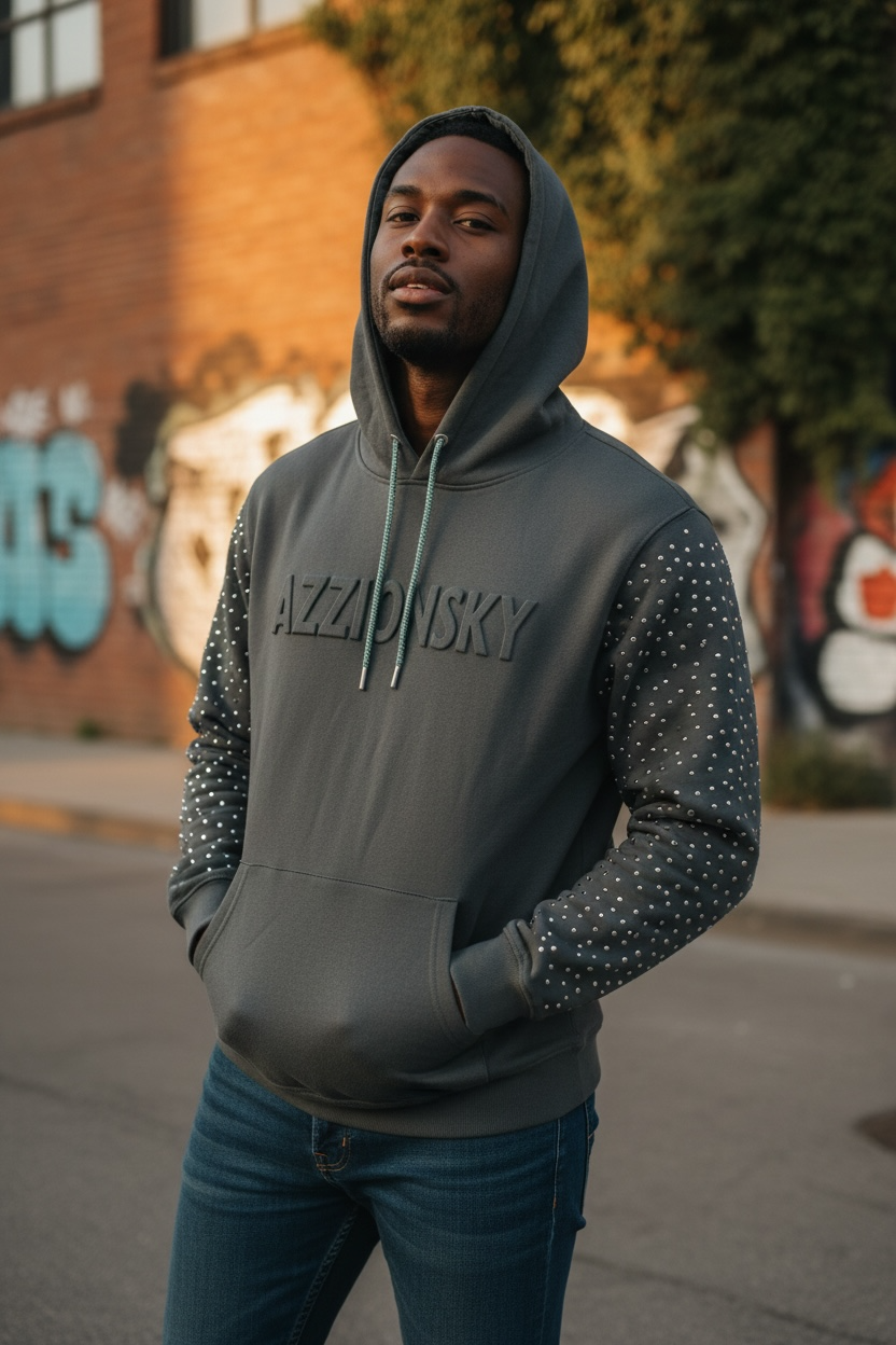 AS Embossed Grey Hoodie